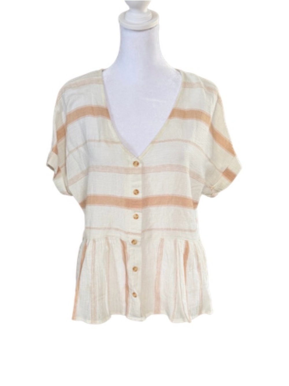 Blu Pepper Striped Peplum Blouse